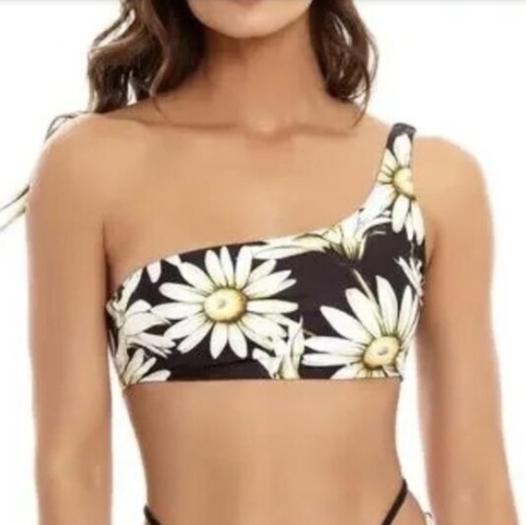 Agua Bendita Bikini Top L NWT Roma Moss NWT Reversible $160 One Shoulder - Picture 1 of 7